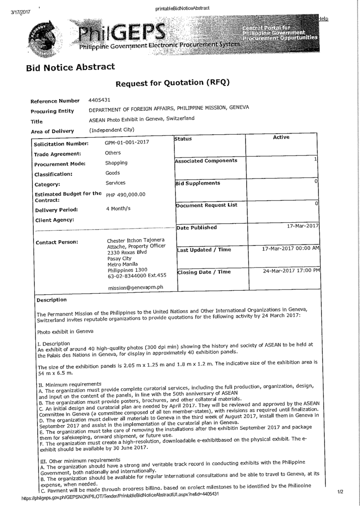 Request for Quoatations GPM 01 003 2017 2nd notice